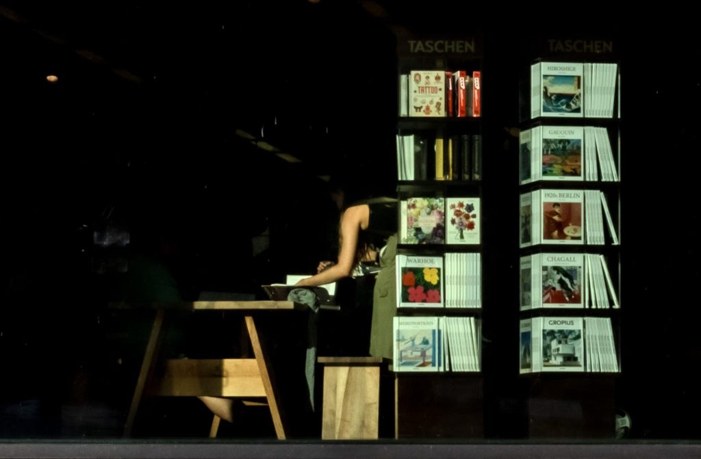 Book shop composition - Candid Street photography in Berlin by Sean P. Durham, Berlin 2023